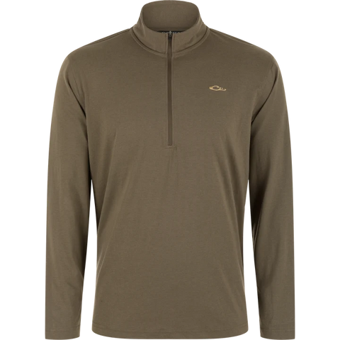 DRAKE 1/4 Zip Tir-Blend Over Under Crocodile Brown