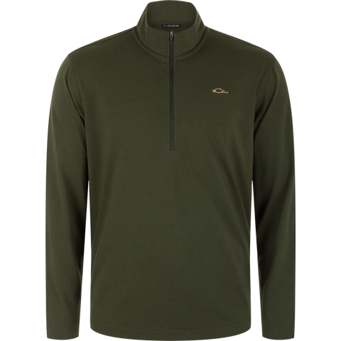 DRAKE 1/4 Zip Tir-Blend Over Under Forest Night Olive