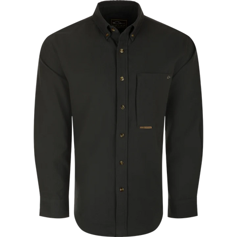 DRAKE AUTUMN BRUSHED TWILL SOLID SHIRT DARK SHADOW GREY XX-LARGE