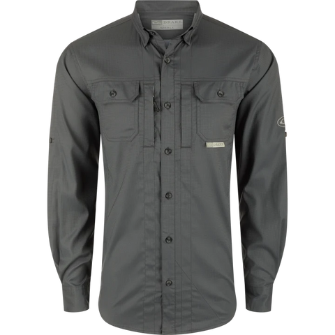 DRAKE WINGSHOOTER TREY SOLID DOBBY LS GREY XX-LARGE