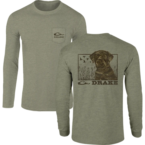 Drake Chocolate Lab Long Sleeve Tshirt