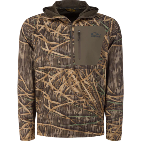 DRAKE Grid Fleece Half Zip Hoodie Shadowgrass