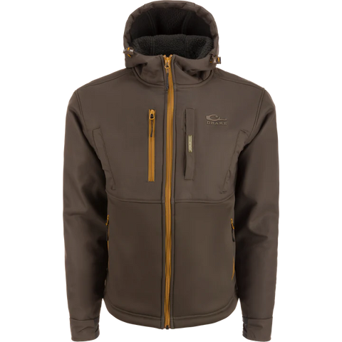 DRAKE MST Hole Shot Hooded Windproof Eqwader Full Zip Jacket Green Timber
