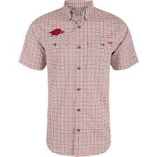 DRAKE SHORT SLEEVE FRAT TATTERSALL ARKANSAS CARDINAL 2X-LARGE